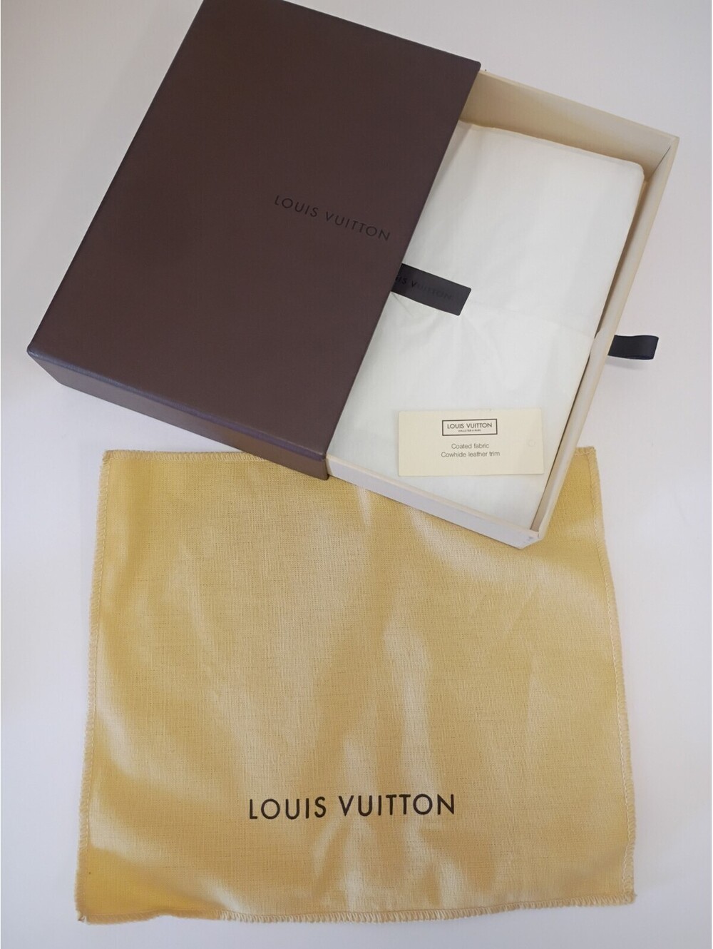 Louis Vuitton Brown Empty Drawer Gift Box + Dust Bag 8.5"x 5.5" Side Tab Opening